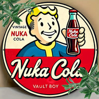 Vintage Nuka Kola wooden sign 7.8x 7.8 inches-iconic vault boy design, bar, cafe and beach house