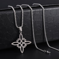 Exquisite Stainless Steel Pattern Witch Knot Pendant Necklace Celtic Knot Lucky Jewelry Christmas Gift for Friends and Family