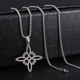 Exquisite Stainless Steel Pattern Witch Knot Pendant Necklace Celtic Knot Lucky Jewelry Christmas Gift for Friends and Family