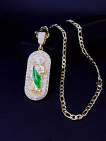 1 Piece 14K Gold Plated Green St. Jude San Juads Pendant Women's Necklace Religious Jewelry