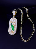 1 Piece 14K Gold Plated Green St. Jude San Juads Pendant Women's Necklace Religious Jewelry