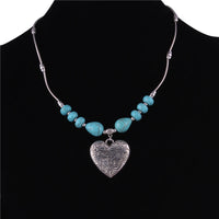 Ethnic Antique Silver Color Moon Choker Necklaces for Women Boho Turquoise Necklace Girls Party Jewelry Gifts