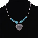 Ethnic Antique Silver Color Moon Choker Necklaces for Women Boho Turquoise Necklace Girls Party Jewelry Gifts