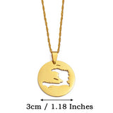 Anniyo Haiti Maps Pendant Necklaces for Men Women Girls Haitian Map Jewelry @133821