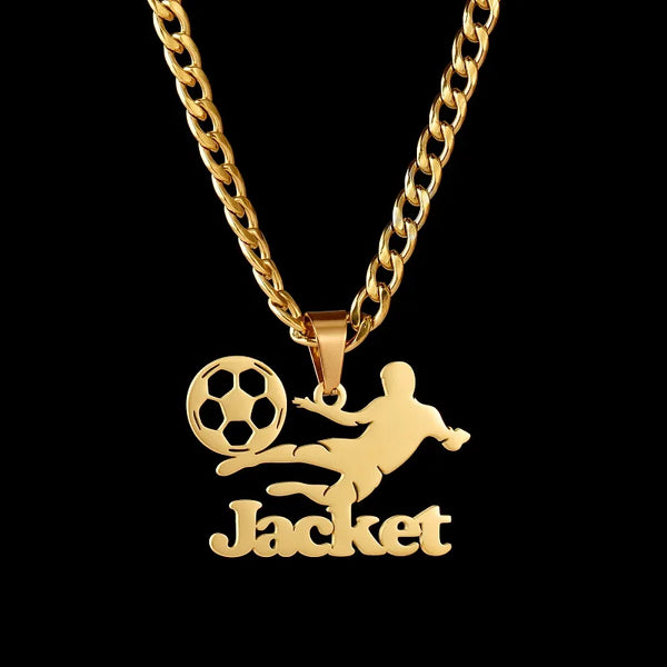365 New Arrival Custom Name Necklace Personalized Sport Ground Style Nameplate Stainless Steel Jewelry For Men Women Gifts