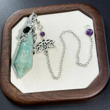 Silver Color 12 Faceted Natural Stone Crystal Pendant Pendulum for Divination 100% Clear Quartz Amethysts Pendulums Pendulo X334