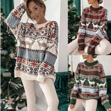 New Knitted Sweater 20255 O Neck Loose Christmas Print Long-sleeved Women's Sweater Winter Fashion Elegant Casual Sweaters