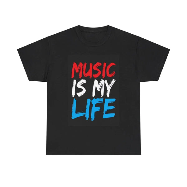 Music is my life T-shirt American flag rock country art Unisex Heavy Cotton Tee