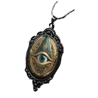 Dark Gothic Witch Pendant Necklace Women Men Punk Cross Metal Leather Rope Chain Enchanted Vintage Halloween Gift Accessories