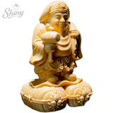 Hand Carved Wooden Daikokuten Statue Figurine - Japanese Seven Lucky Gods Wealth God Prosperity Fortune fengshui Ornament
