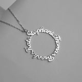 Custom Family Name Necklace Women Jewelry Personalized Stainless Steel Multiple Name Circle Pendant Necklace Mom Sister Gifts