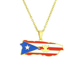 2024 New fashion vintage dripping stainless steel Puerto Rico map flag pendant necklace men's and women's collarbone chain acces