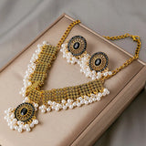 Luxury Retro Crystal Bridal Jewelry Sets for Women Ethnic Indian Gold Plated Wedding Necklace Earrings Sets Valentine's Day Gift