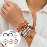 5pcs/set Cute Christmas Series Snowflake Tree Pendant Crystal Bracelet Women CCB Beads Adjustable Thread Rope Bracelet