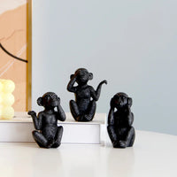 3Pcs Creative Small Animal Statue Desktop Decor Resin Craft Monkey Suit Ornaments Miniature Lovely Figurine