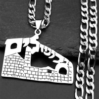 Judaism Jerusalem Old City Jewish Stainless Steel Necklaces for Women Men Gold Color Temple of God Hebrew Chain Amulet Jewelry