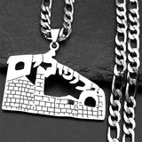 Judaism Jerusalem Old City Jewish Stainless Steel Necklaces for Women Men Gold Color Temple of God Hebrew Chain Amulet Jewelry