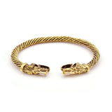 Classic Animal Viking Double Wolf Head Adjustable Bracelet Men Stainless Steel Bracelet Fashion Double Snake Heads Jewelry Gift