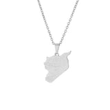 2024 new fashion stainless steel vintage Syria map with city pendant necklace temperament everything collarbone chain birthday a