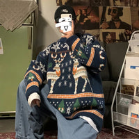 Red Green Blue Elk Print Christmas Sweaters for men\women 2024 New Winter Fashion Knitting Jumper Autumn Long Sleeve Pullovers