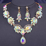 Fashion Crystal Necklaces Multiple Colors Rhinestone Choker Necklaces earrings set for Women Bridal Weddings Jewelry Party