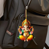 Ganesha Versatile Pendant Keychain,Eastern Elements 2D Flat Acrylic Ornament,Hanging Decoration for Car,Bags,Festive,Party,Gift