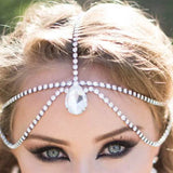 Rhinestone Bridal Forehead Headband Hair Chain Wedding Jewelry for Women Luxury Crystal Waterdrop Headpiece Head Chain Headwear