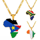Anniyo 3.8CM Hip-hop South Sudan/Côte d'Ivoire/South Africa Map Flag and Africa Pendant Necklaces for Women Men Jewelry #321321