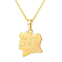 Multiple Countries Map Pendant Necklaces for Woman Man Gold Color IN USA HT ML MU CM PL UAE Africa CZ Map Unisex Jewelry Gift