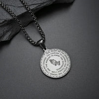 No Fade Color Serenity Lords Prayer Pendant Necklaces for Women Men Good Luck God Bless You Daily Wear Stainless Steel Jewelry