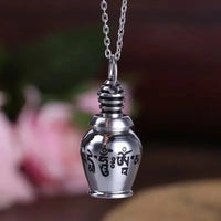 Vintage Stainless Steel Essential Oil Bottle Pendants Urn Wishing Bottle Necklace Religious Amulet Couple Party Jewelry