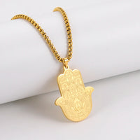 Dawapara Stainless Steel Fatima Hamsa Hand Egyptian Evil Eye Pendant Necklace Success and Protection Lucky Amulet