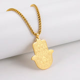 Dawapara Stainless Steel Fatima Hamsa Hand Egyptian Evil Eye Pendant Necklace Success and Protection Lucky Amulet