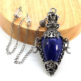 Water Drop Crystal Pendulum for Dowsing Spiritual Divination Natural Amethyst Rose Quartz Onyx Antique Pendulums Pendant Pendulo