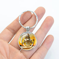Hinduism Keychains Ganesha Vishnu Goddess of Kashmi Wealth Shiva Amulet Key Chain Glass Dome Keyring India Buddhism Jewelry Gift