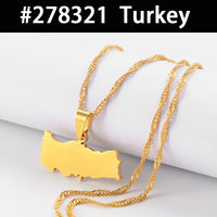 Egypt Nepal Sri Lanka Saudi Arabia Turkey Yemen Qatar Map Pendant Necklaces Polished Flat Design National Jewelry #277821