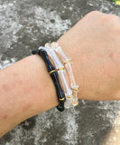 3pcs Leopard Acrylic Bamboo Women's Hand Bracelets Retro Stack Thin Tube Beaded Elastic Bracelet Bangle Couple Jewelry Gift