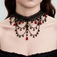 Ladies Gorgeous Black Color Lace Beads Choker Necklace Beach Travel Holiday Fashion Classic Personalized Jewelry Evening D