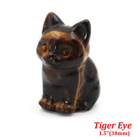1.5" Cat Figurine Natural Stone Crystal Hand-carved Crystal Animal Statue Chakra Gem DIY Animal Handicrafts Artworks Home Decor