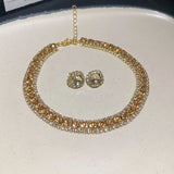 Fashionable Square Earrings Necklace Set Luxury Lightweight Clavicle Chain Personalized High-end Neckwear Women Shapepattern