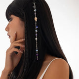 Long Chain Stone Beaded Alloy Braid Hair Ring Dreadlock Hair Ring for Women Conch Pendant Hair Jewelry for Braids Gifts
