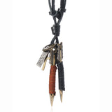 1 piece Handmade leather wrapped double arrow pendant necklace