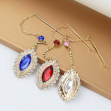 2024 Trend Big Crystal Pendant Forehead Chain Hairpin Hair Accessories Women's Ethnic Tiara Headpiece Tikka Indian Head Jewelry