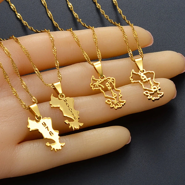 Anniyo Small Mayotte Pendant Necklaces for Women Girls Mamoudzou Mahore Jewelry #146521