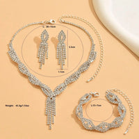 4-piece Wedding Season WOMEN'S High-end Claw Chain Necklace with Earrings and Bracelet Set, Banquet and Party Accessories