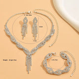 4-piece Wedding Season WOMEN'S High-end Claw Chain Necklace with Earrings and Bracelet Set, Banquet and Party Accessories