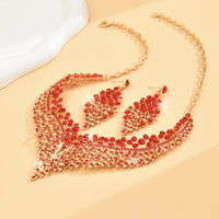 3PC Women's Fashion Star Leaf Dot Necklace Earrings Jewelry Set Wedding Banquet Party Holiday Gift 8884