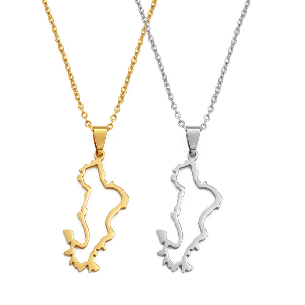 Anniyo 4CM France Mayotte Map Pendant Necklaces for Women Girls Mamoudzou Mahore Jewelry #519962