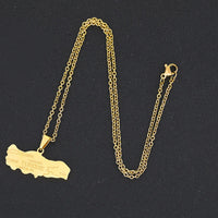2024 New fashion stainless steel Turkish map necklace for women and men couples ethnic style accessory collarbone chain annivers