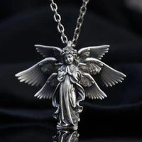 Retro Gothic Mysterious Demon Angel Wings Pendant Necklace Men's Punk Hip Hop Trendy Cool Jewelry Boy Gift